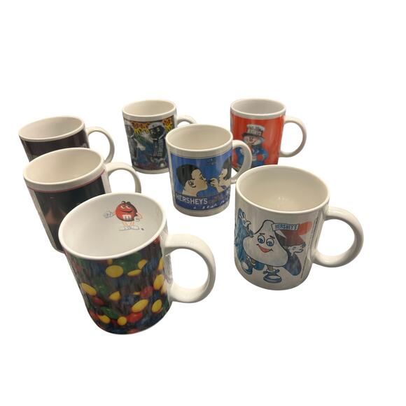 GUC Set of 7 Hershey's Chocolate Coffee Mugs Cups Vintage 1980s 1990s - Picture 1 of 9